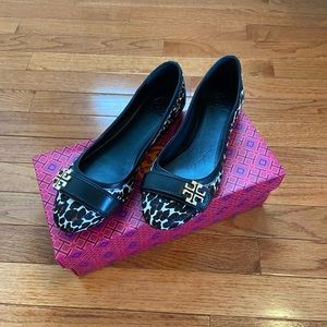 Tory Burch Eloise Leopard Calf Hair Flats